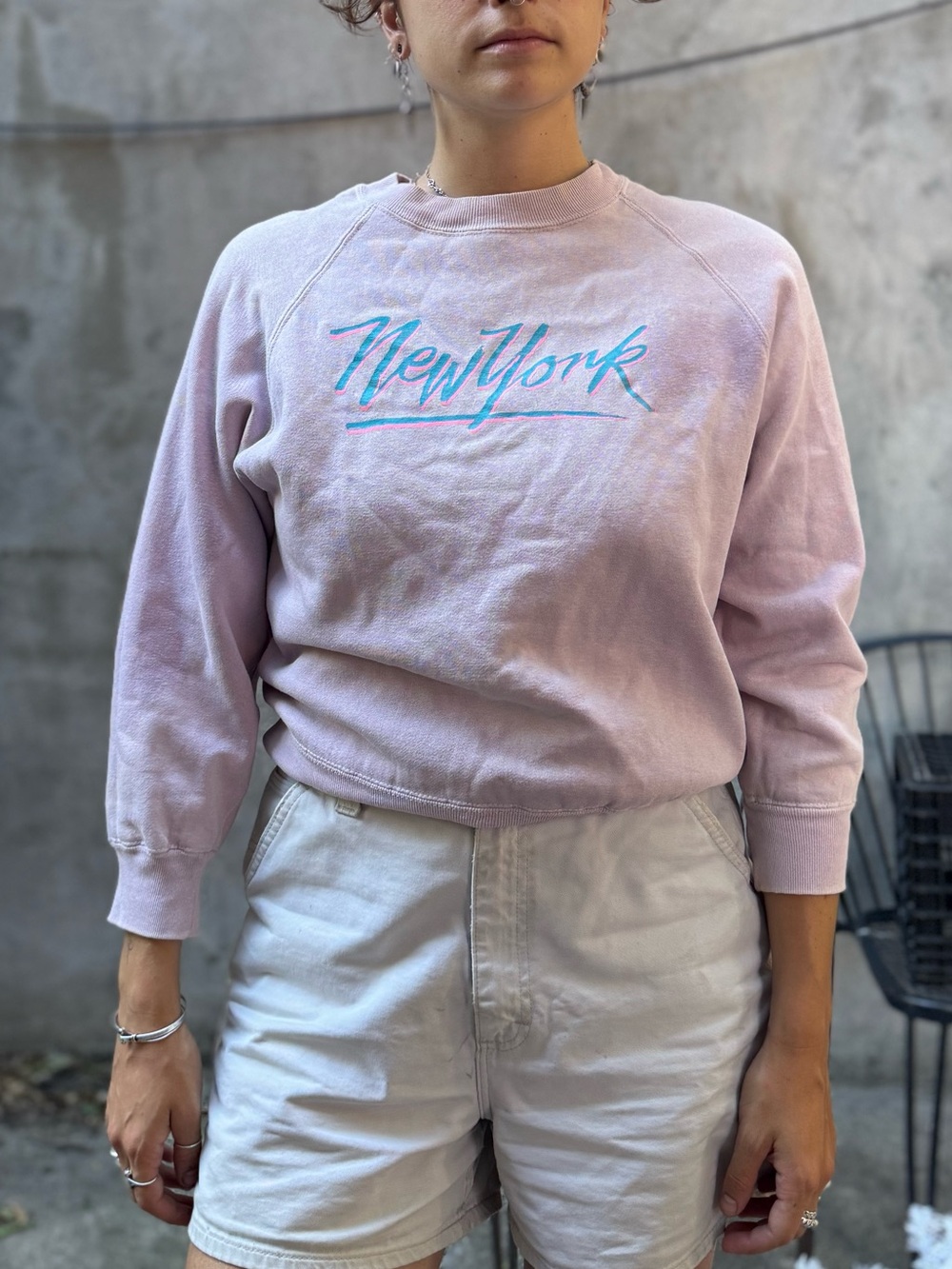Vintage Pink/Purple "New York" Graphic Crewneck Sweatshirt